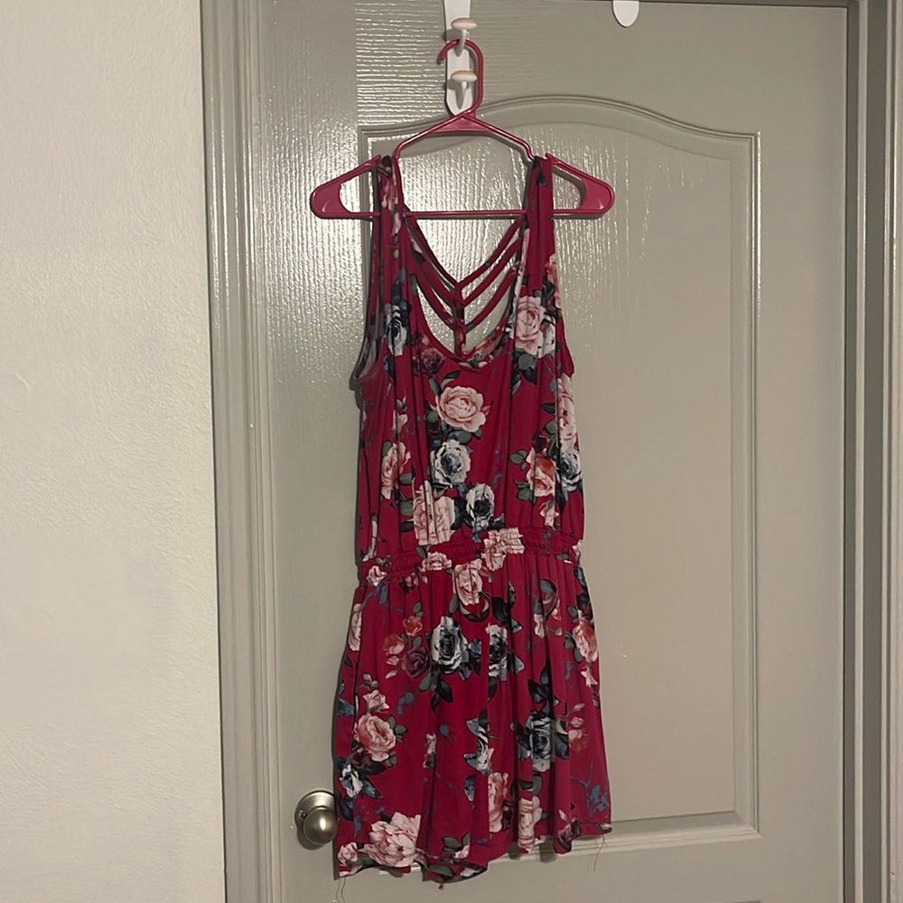 Dark pink floral one piece for summer. 2XL. Eye. Candy brand.